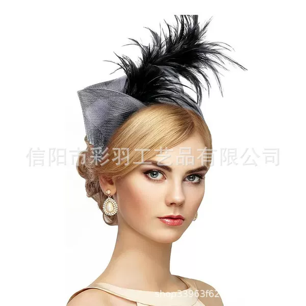Elegant and fashionable decorative mesh and feather headpiece, versatile and stylish for the Horse Racing Festival banquet, simple and versatile