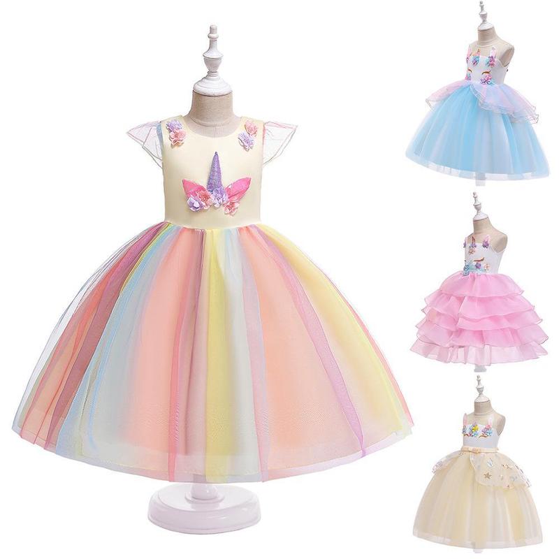 Amazon European and American Foreign Trade Children's Dress cosplay Unicorn dress Girl's Halloween Costume