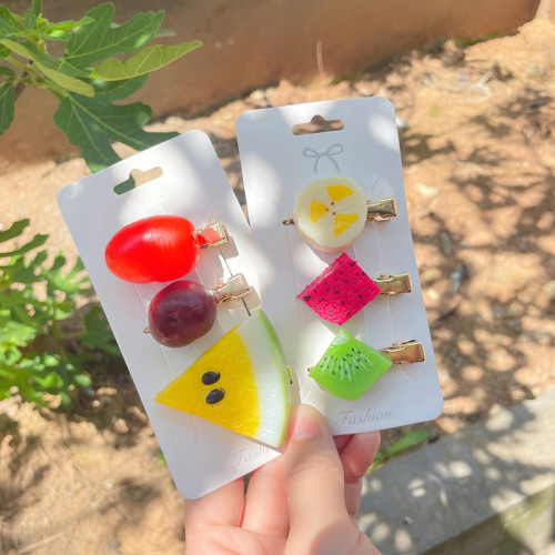 Simulated fruit three-dimensional food hairpin duckbill clip Korean new clip bangs side clip funny broken hair clip