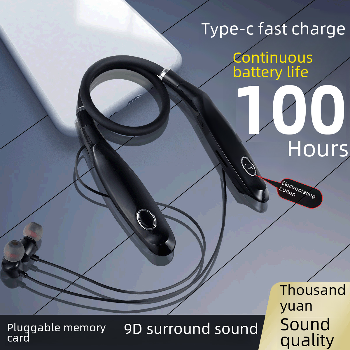 2022 Sports Wireless Bluetooth headset Extraction can plug in a card…
