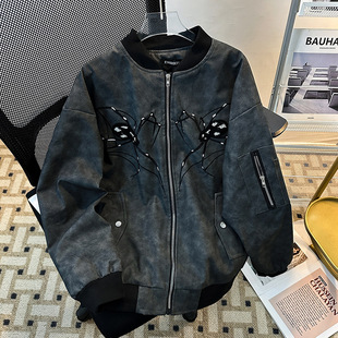 Spring and Autumn American Spider Embroidered Jacket Men's and Women's Zipper Casual Loose All-match Street Baseball Suit Jacket 12