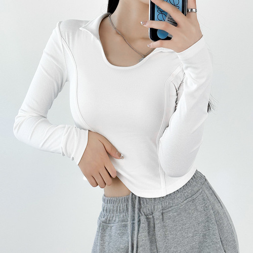 Women's 2025 U-Neck Design-Sensitive Base Shirt for Spring and Summer with a Sense of Elegance and a Hot Girl V-Neck Stylish Upper Shirt