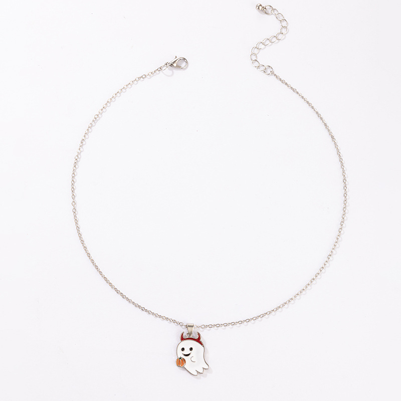 Halloween ghost eyeball mummy pumpkin lantern geometric necklace wholesale nihaojewelry