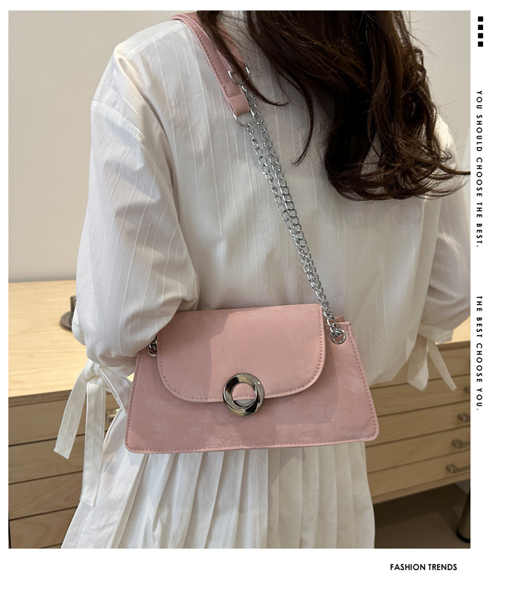Borsa a tracolla da lavoro versatile a catena color caramella da donna, casual, semplice e alla moda, in PU, 2024_voghion.com