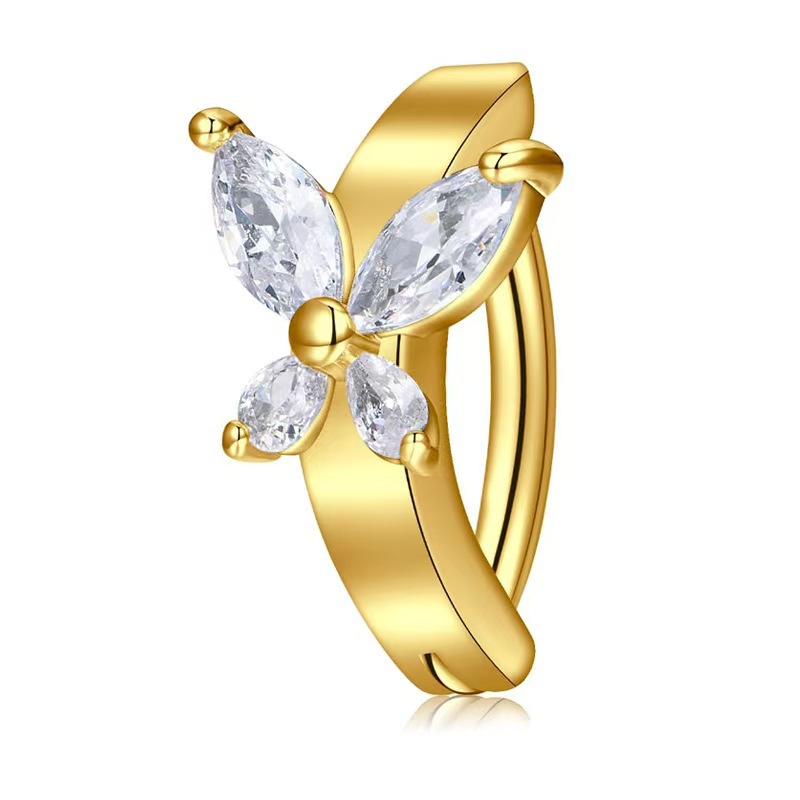 Sunflower Belly Button Ring With Diamond And Zircon Design_voghion.com