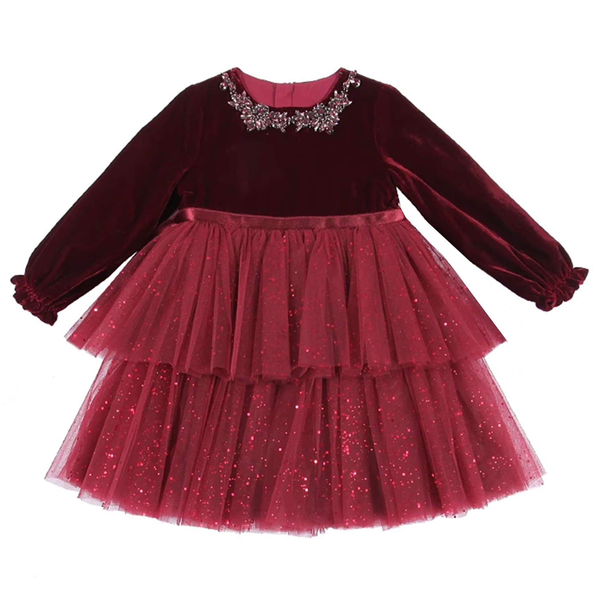 Otoño y invierno nuevo vestido de niña transfronterizo venta rápida explosiva coreano veludo espectáculo de cumpleaños vestido corto de princesa