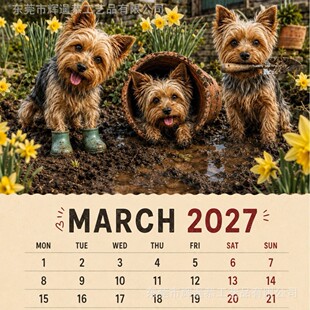 �羳2027 Funny Yorkshire Terrier Wall Calendar�s���Ĺ�Ȯ��v