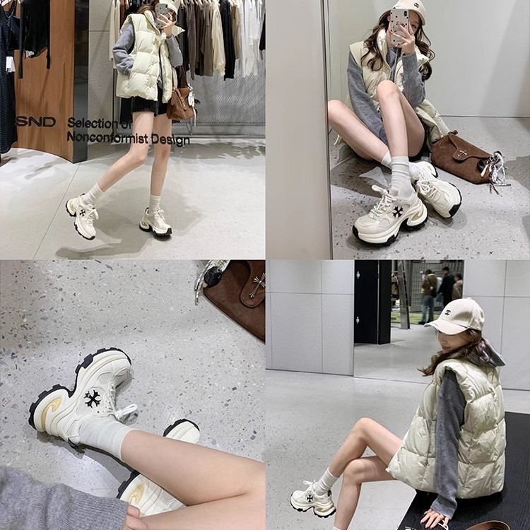 [sheii Su] aumento de altura de 7,5 cm ~ cruz de zapatos deportivos casuales de suela gruesa zapatos de running para mujeres