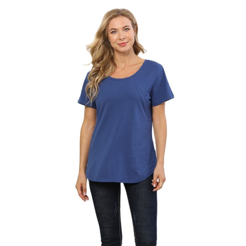Emotion moms授乳服外着妊婦半袖tシャツ授乳服夏服大きいサイズクロスボーダーS-4XL|undefined