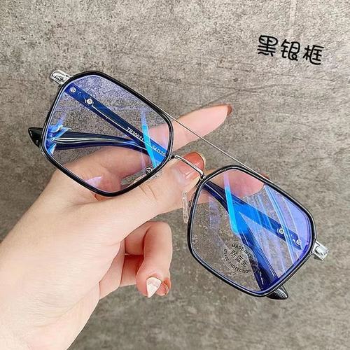 New double-beam William Chan's same style Crow anti-blue light glasses frames for men and women can be matched with color changing myopia wholesale