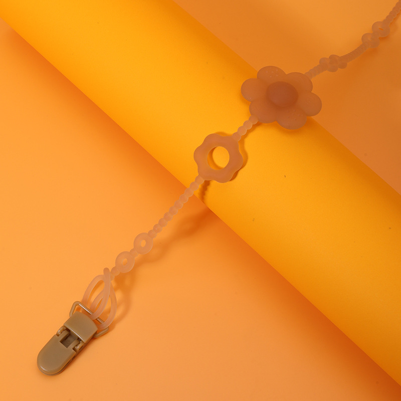 Suministro directo de fábrica de chupetes para bebés y niños pequeños Hebilla de cadena de silicona Clip de cadena de chupete Cadena anti-caída de silicona para bebés