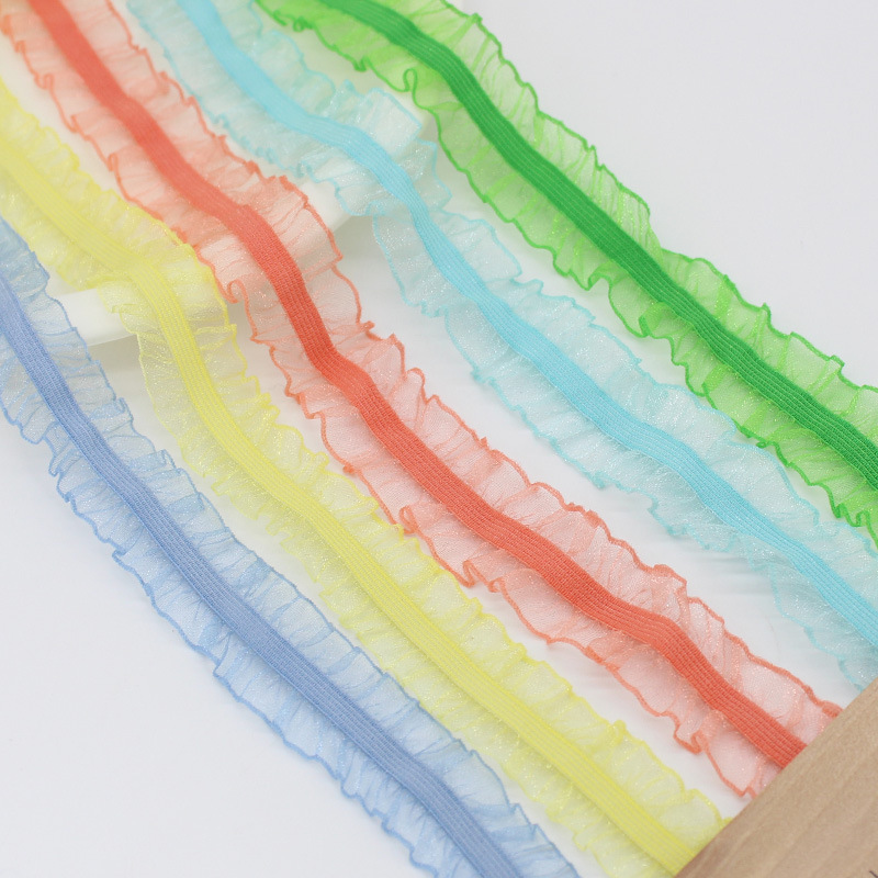 2.5cm15 Color Spot Ruffled Elastic Lace Transparent Yarn Auricularia Pleated Elastic Band Snow Yarn Bridal Wristband 2.5cm15 Color Spot Ruffled Elastic Lace Transparent Yarn Auricularia Pleated Elastic Band Snow Yarn Bridal Wristband