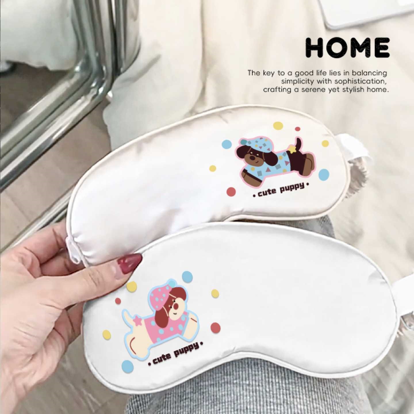 Zero-pressure eye mask, faux silk dachshund dog design, specially designed for sleeping, blackout eye mask for women, relieves eye fatigue, sleep aid