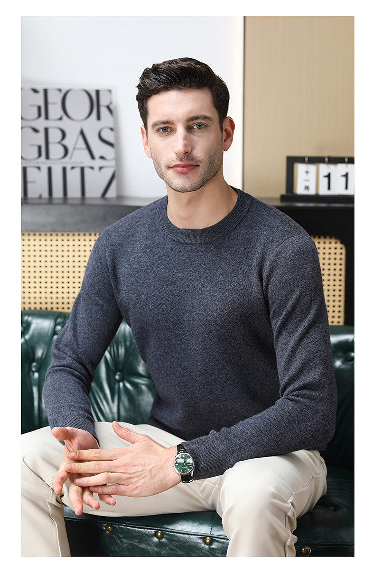 Otoño y invierno nuevo tipo de manga larga nuevo tipo de suéter de punto casual de moda de punto hoodie de cuello redondo simple suéter versátil