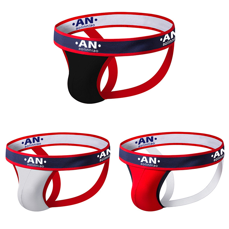 Men's Pure Cotton Breathable Sexy Thong Underwear, Hip-Lifting, No-Removal Double Thong, Men's Large Size Briefs