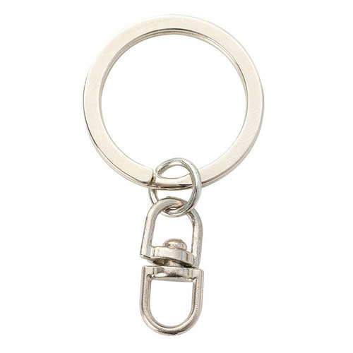 Eco-friendly 25mm flat keychain ring with 8-shaped rotating white K-keyring photo frame pendant metal keychain accessory decoration