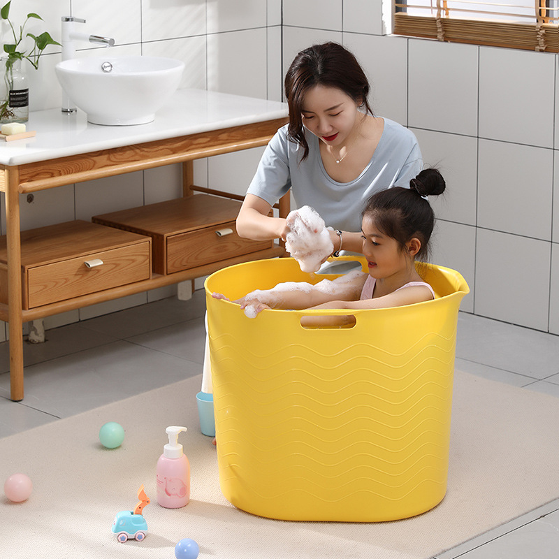 Large Foldable Shower Trough Plastic Children's Bathtub with Water Outlet Toy Storage Tub Large Capacity Bath Tub