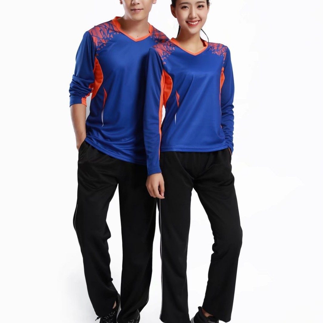 Factory direct wholesale of autumn and winter badminton and tennis suits for men and women, breathable and quick-drying long-sleeved and long-legged sportswear.