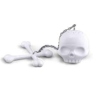 Factory wholesale white skull tea maker silicone tea strainer skull bone shape tea maker