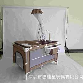 跨境旅行婴儿床便携可移动升降带蚊帐置物架尿布台宝宝摇篮床出口