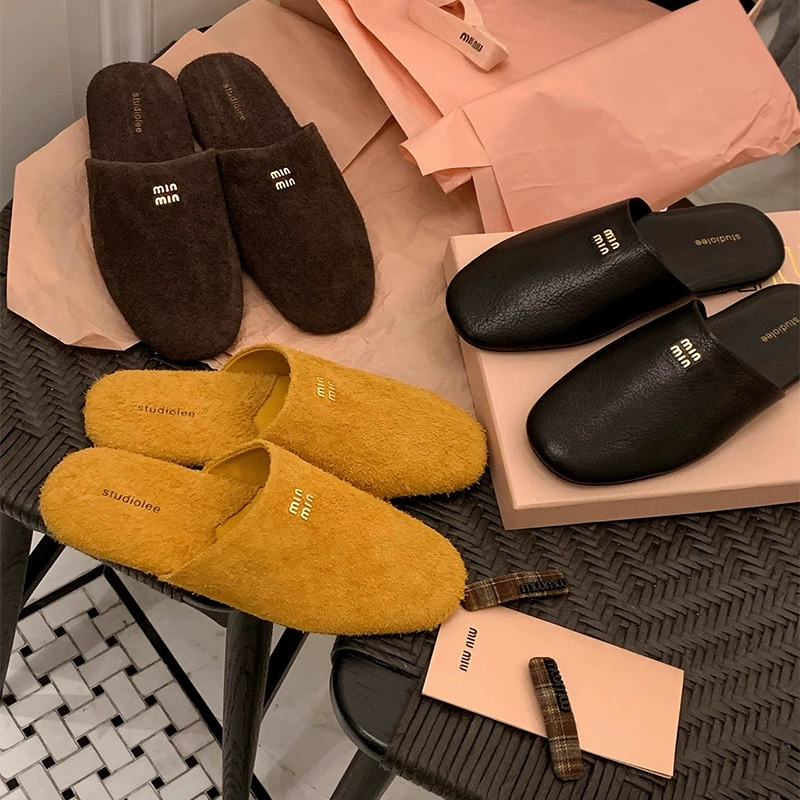 В наличии~Тапочки-мюли для женщин в стиле "Grape Mom", с открытым носком, для ношения на улице осенью и зимой, удобные и легкие.