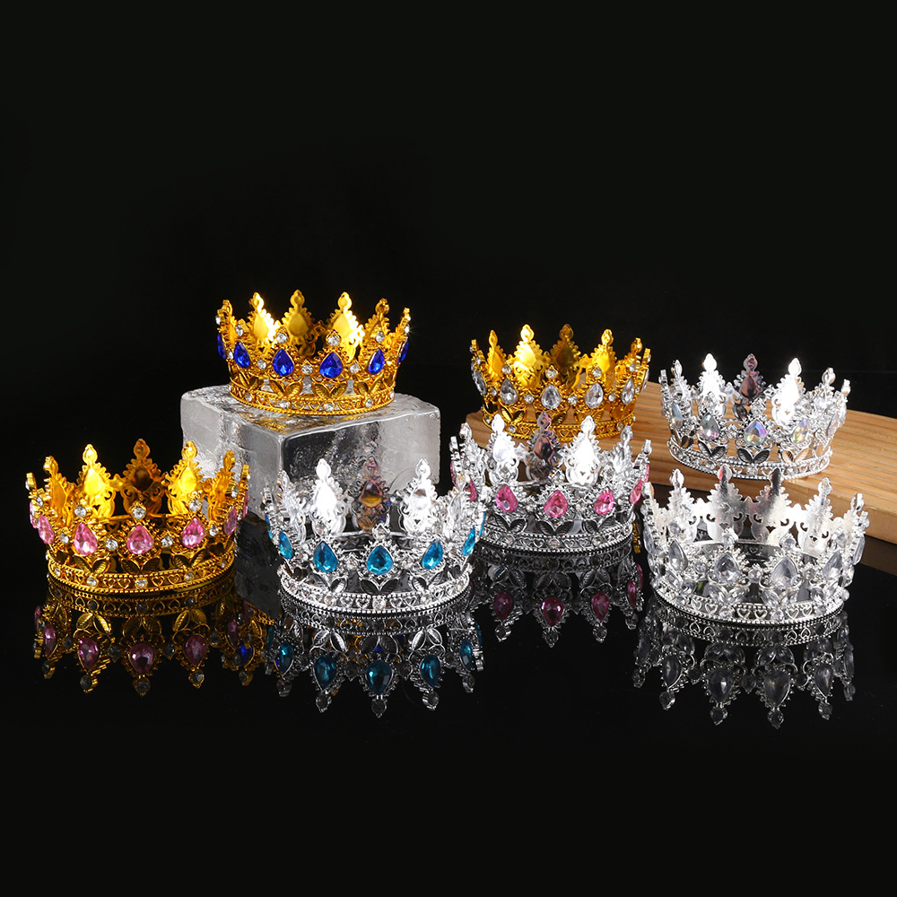 European And American Cross-Border Baroque Plastic Water Drop Crown Bridal Wedding Photography Accessories Full Circle_voghion.com