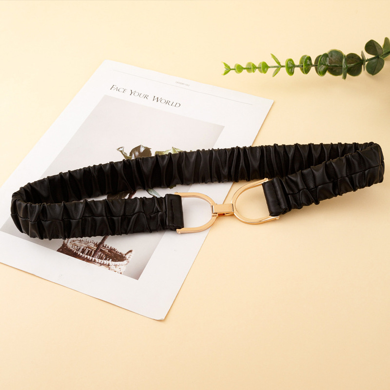 Women's Decorative Belt for Dresses, Simple Matching with down Jackets and Coats, Elastic and Stretchy, Fashionable Black Slim Waist Belt