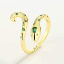 欧美流行S925纯银微镶灵动小蛇戒指欧美时尚个性创意百搭跨境饰品