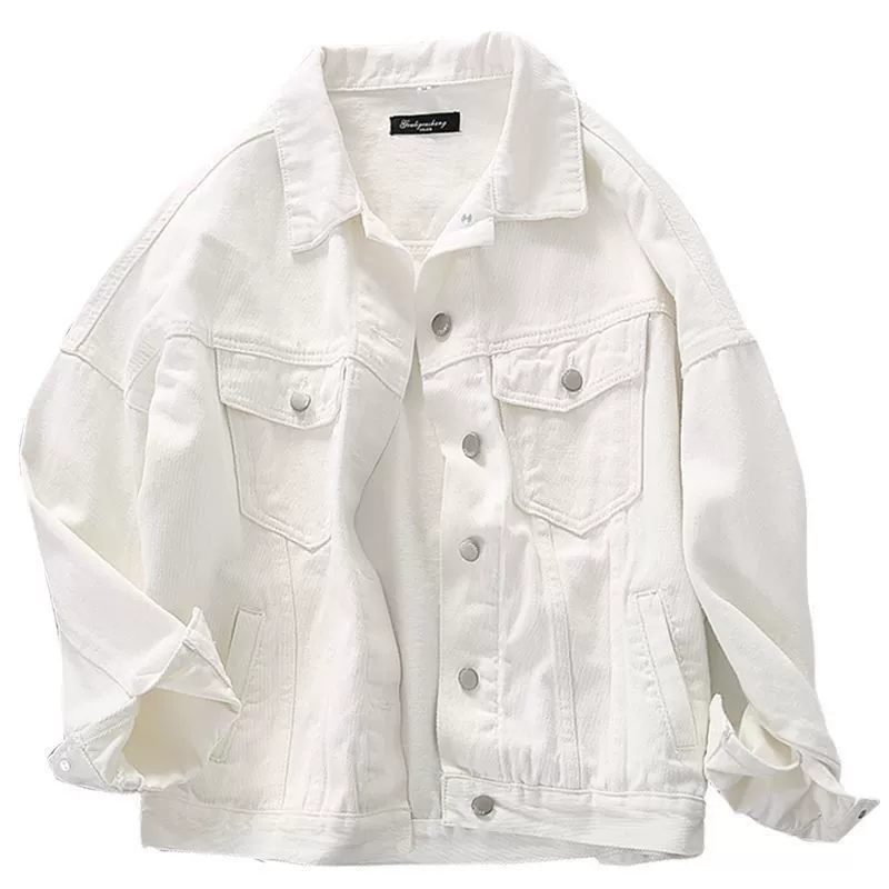Denim Jacket High Collar, Autumn Casual Solid Color, Button Front (S–XXL)