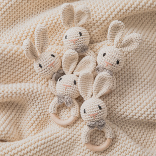 Aliexpress Rabbit Wool Crochet Rattle Baby Soothing Animal Rattle Hand Knitted Crocheted Doll Finished Product