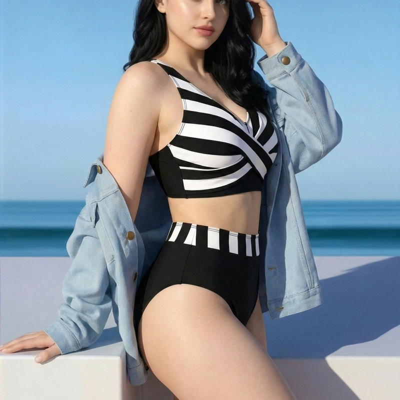 New Cross-Border Bikini Swimsuit with Swirl Pattern, Sexy Two-Piece Bikini for Hot Spring Vacation