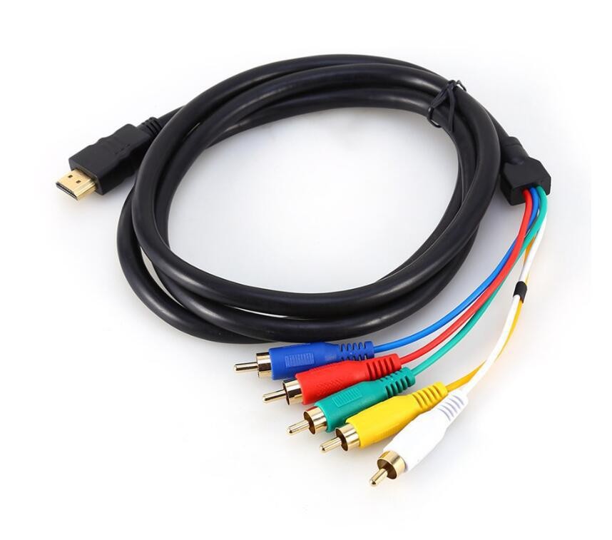 HDMI转5RCA线音视频线编织AV色差转换线1.5m米电视高清铜线厂直销