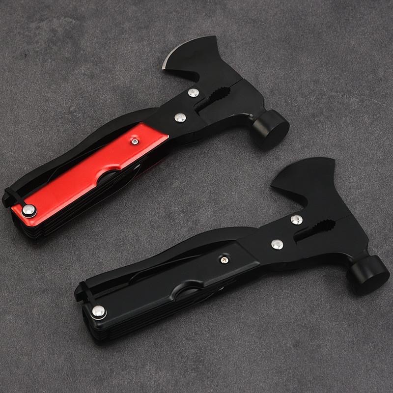 户外生存多功能工具消防不锈钢斧子野营救生锤礼品工具野营多用斧