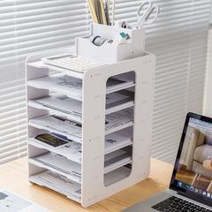多層ファイルラックストレージデータラックデスクトップクリエイティブオフィス分類用品収納ラックA4紙水平層状ラック