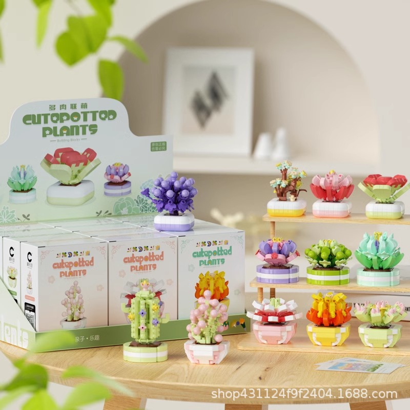 Compatible con Lego inmortal ramo de flores, juguetes de ensamblaje de plantas, adornos de claveles de girasol, regalos de año nuevo para niñas al por mayor