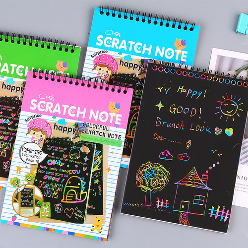 Medium Colorful Children's DIY Scratch Book Creative Sketch Graffiti Painting Book Kindergarten Student Stationery Drawing Book