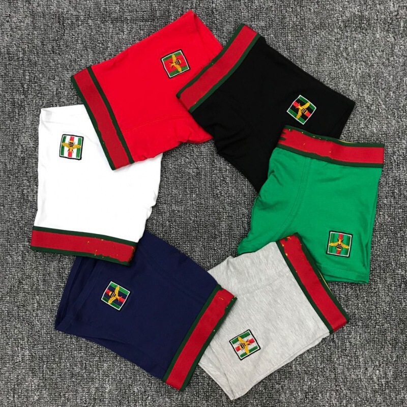 Trendy Fashion Brand Little Bee Embroidered Men's Boxer Briefs Four-Corner Underwear Men's Popular Micro-Business Item