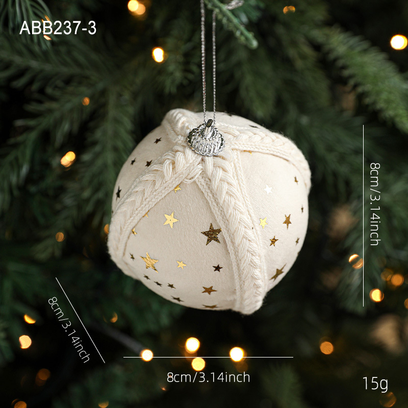 Nuevos productos transfronterizos 8CM bola de espuma colgante árbol de Navidad colgante decoración bola de estrella tela impresa bola decoración