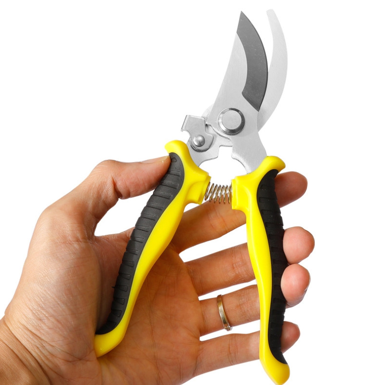 不锈钢园林剪 摘果剪 多功能园艺花艺剪刀 掐菜树枝剪 修枝剪黄色