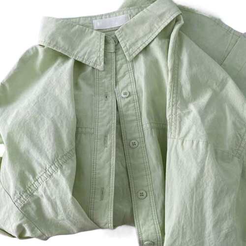Sen light luxury cotton blue shirt for women in spring and autumn, all-matching, slimming, small man shoulder shirt, worn outside