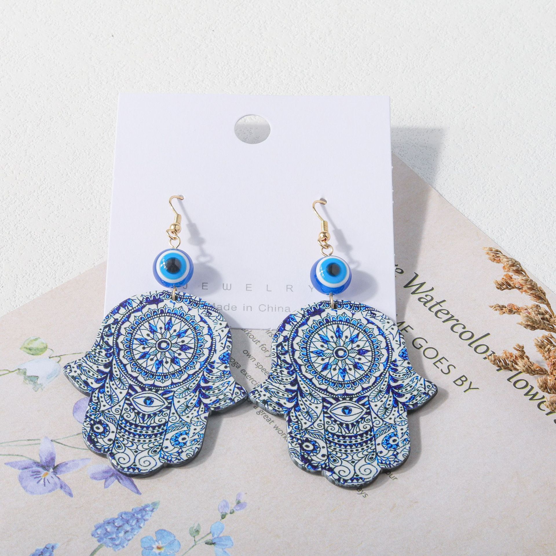 1 Pair Punk Devilu0027S Eye Palm Arylic Womenu0027S Drop Earrings