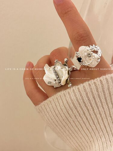 French vintage alien seashell irregular handmade ring niche design sweet and playful personality exaggerated stacking ring