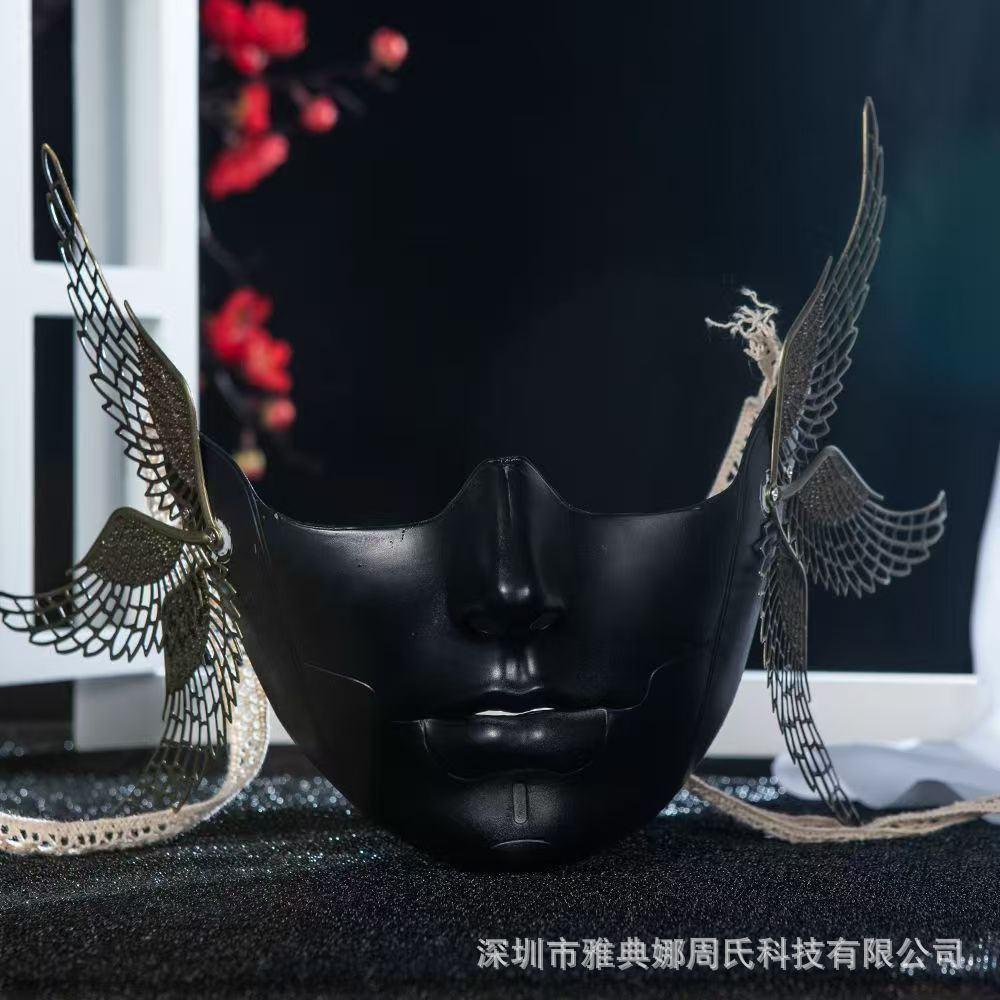 Nuevo sentido de la tecnología de la máquina de la mitad inferior de la cara máscara de belleza cyberpunk accesorios casco guerrero de sangre de hierro envío gratuito brillante image 3