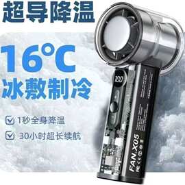 爆款X05跨境高速制冷风扇便携涡轮手持风扇冰敷透明机甲小风扇