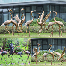 户外仿铜仙鹤模型雕塑售楼部庭院假山水池园林造景玻璃钢动物