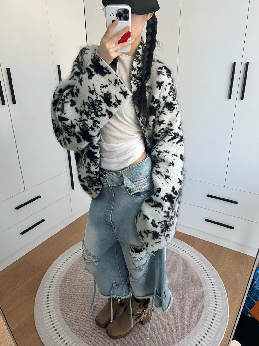 "Pello de oveja de caballo de hipocampo" 25 principios de primavera Jacquard chaqueta de chaleco de moda femenina perfilado chaqueta suelta