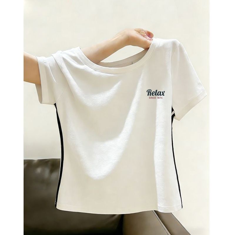 Pure Cotton American-Style Cool and Stylish Women's T-Shirt Short-Sleeve 2026 New Summer Sports Top, Beautiful and Unique Slim-Fit Top Pure Cotton American-Style Cool and Stylish Women's T-Shirt Short-Sleeve 2026 New Summer Sports Top, Beautiful and Unique Slim-Fit Top