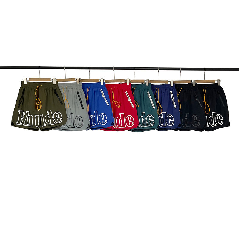 Cross-Border European and American Trendy Brand Rhude Letters 3m Reflective Casual Sports Shorts for Men and Women American High Street Beach Pants Cross-Border European and American Trendy Brand Rhude Letters 3m Reflective Casual Sports Shorts for Men and Women American High Street Beach Pants