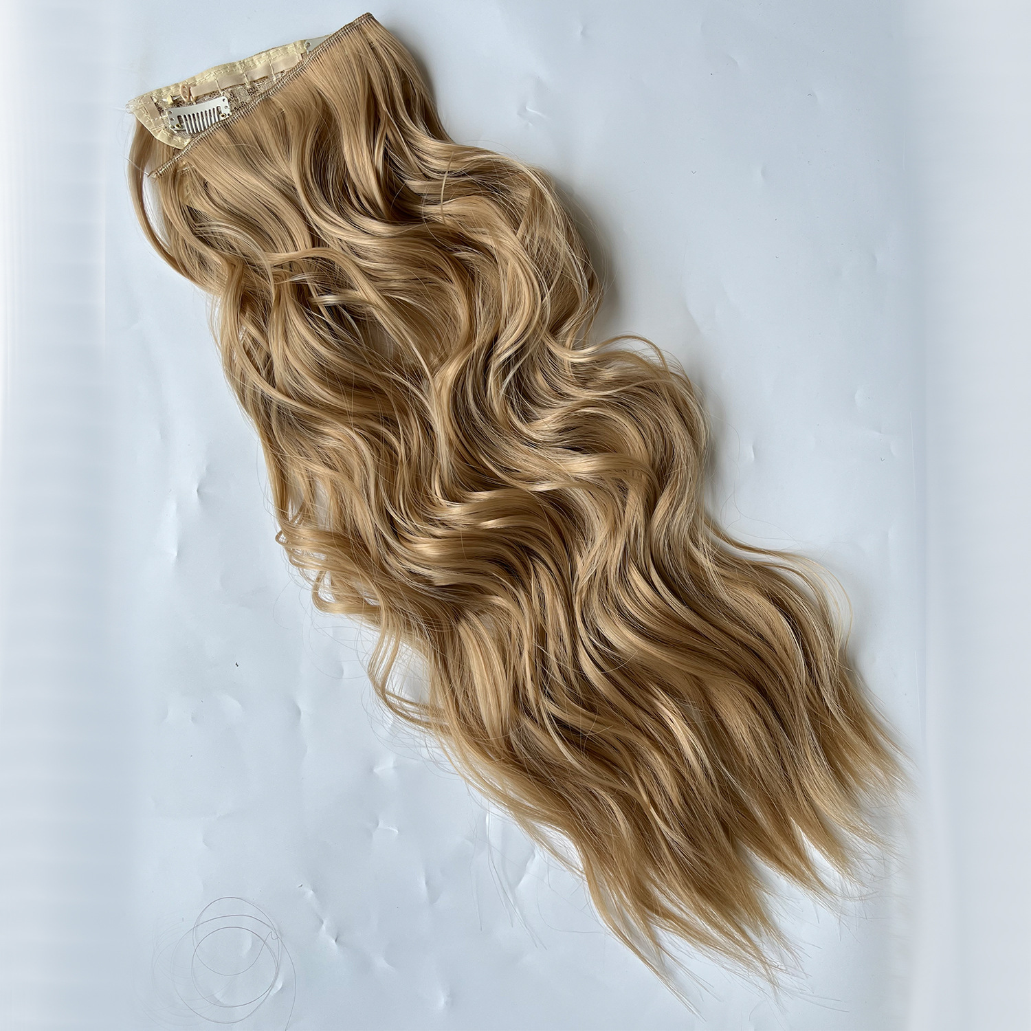 Peruca con 4 clips línea de pescado ondas invisibles extensión de cabello largo