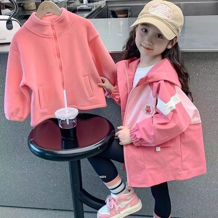 여아 3-IN-1 재킷 가을과 겨울 옷 2023 새로운 스타일 유행  소녀 가을 옷 어린이 가을 스타일